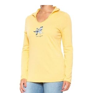 Women's Life Is Good Jackie Adirondack Yellow Lightweight Ls Hooded